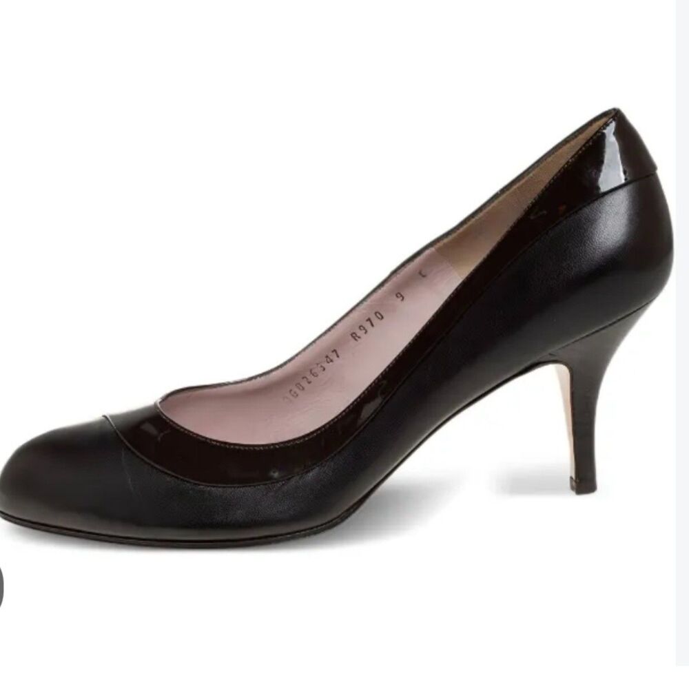 Salvatore Ferragamo Patent Leather Two Toned Luxury Black Stiletto Pumps
